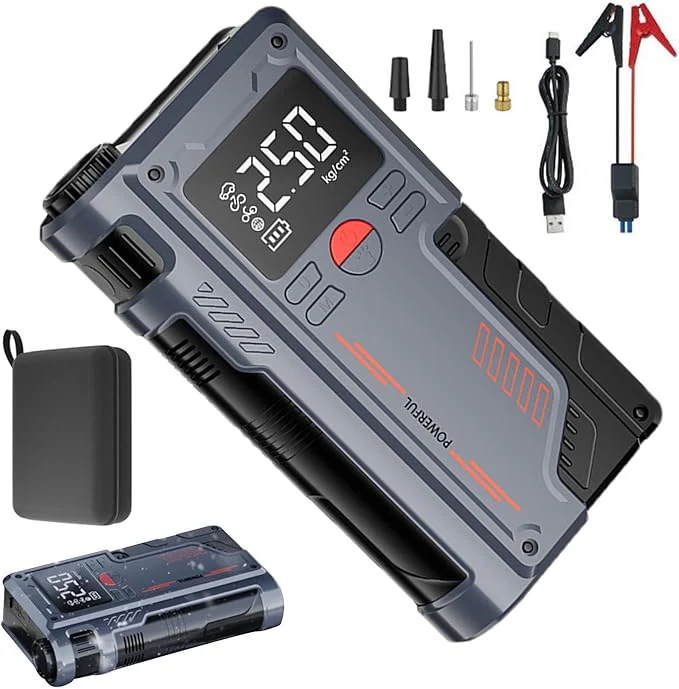 3-in-1 Ultimate Roadside Companion: Jump Starter, Air Compressor & Power Bank in UAE